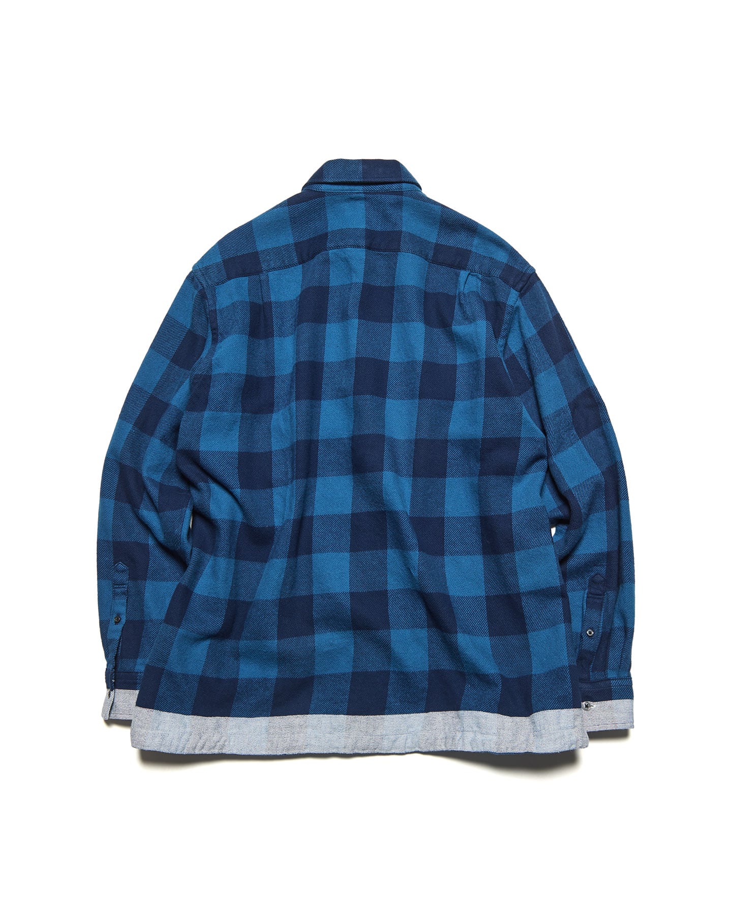 uniform experiment / LINE FLANNEL CHECK DRAWCORD SHIRT (BLUE)背面